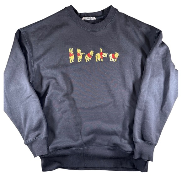 Nice Claup Tops - Nice Claup Japan Disney Winnie‎ the Pooh Embroidered Sweatshirt Black